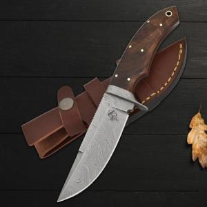 Handmade 9" Damascus Steel Straight-Spine Knife