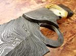 Damascus Steel Bowie Knife with Lamb Horn Handle