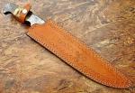 Damascus Steel Bowie Knife with Lamb Horn Handle
