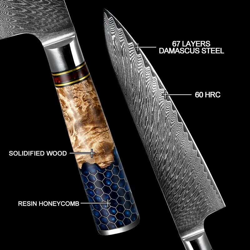 8-inch Damascus Chef Knife for Precision Japanese Cooking