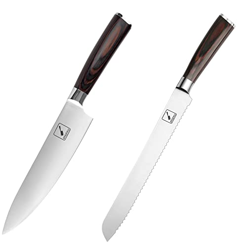 High-grade 8 Inch Chef's and 10 Inch Bread Knives