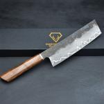 Custom Japanese Nakiri Knife with Rosewood Handle