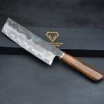 Custom Japanese Nakiri Knife with Rosewood Handle