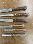 Japanese Utility Knife Set with Serrated Wood Handles