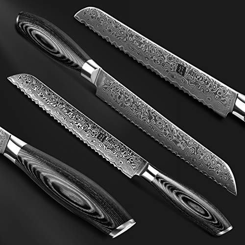 XINZUO 8 Inch Bread Knife - Japanese VG10 Damascus
