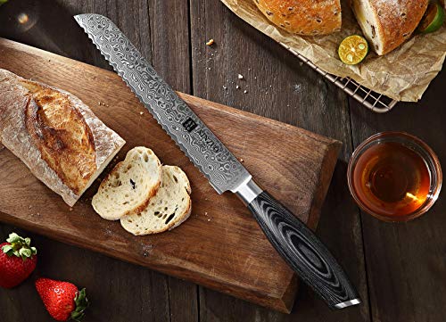 XINZUO 8 Inch Bread Knife - Japanese VG10 Damascus