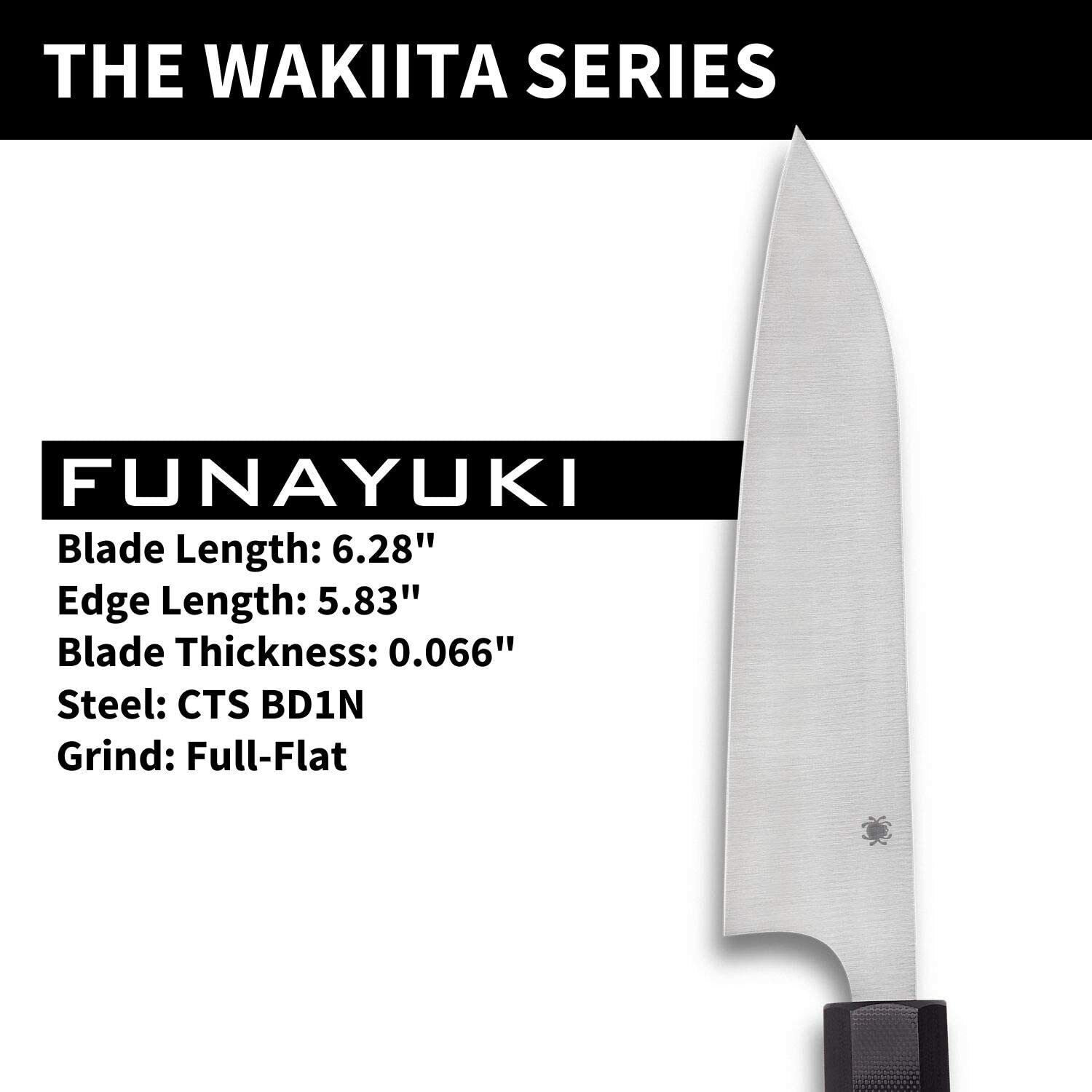 Wakiita Funayuki Black G10 Fixed Plain Edge