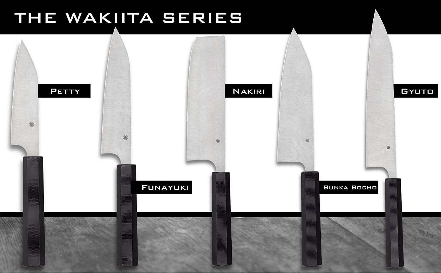 Wakiita Funayuki Black G10 Fixed Plain Edge