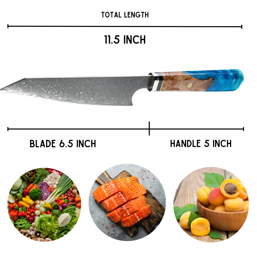 Handmade Damascus Japanese Chef's Knife 6.5in