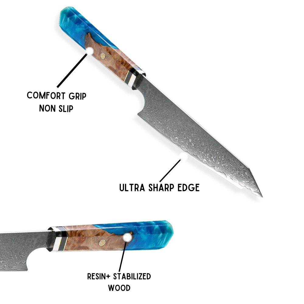 Handmade Damascus Japanese Chef's Knife 6.5in