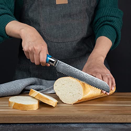 SENKEN Damascus Steel Bread Knife - Tsunami Collection (7.5")