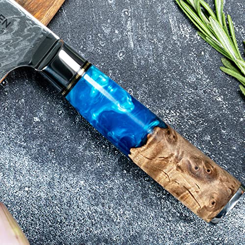 SENKEN Damascus Steel Bread Knife - Tsunami Collection (7.5")