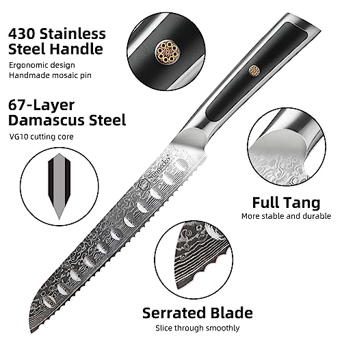 Sunnecko 8 inch Serrated Japanese Bread Knife