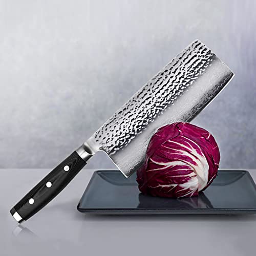 Enso HD 7" Vegetable Cleaver: Japanese VG10 Damascus