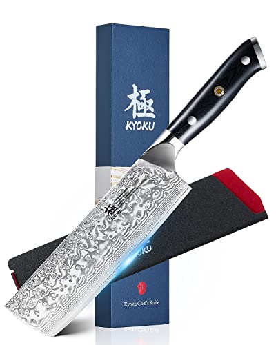 KYOKU Gin Nakiri Knife, 7" Japanese VG10 Damascus