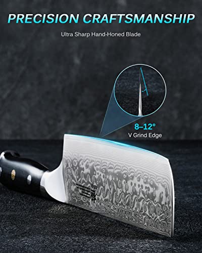 KYOKU Gin Nakiri Knife, 7" Japanese VG10 Damascus