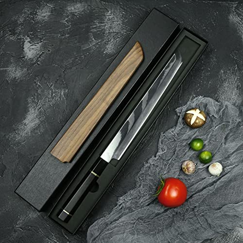 11" Japanese Sashimi slicing knife: Damascus Yanagiba