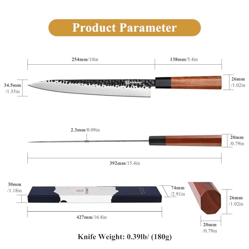KEEMAKE 10" Yanagiba Knife, 440C Stainless Steel