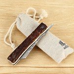 KATSU Damascus Steel Folding Knife with Antler Handle