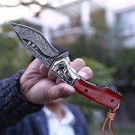 Handmade Damascus Steel Folding Pocket Knife