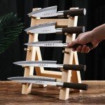 Five-Tier Wooden Knife Rack for Precision Knives
