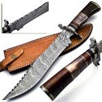 Handmade Damascus Steel Hunting Knife with Rosewood Handle