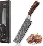 Wakoli 7-Inch Nakiri Knife with Damascus Steel