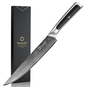 Sunnecko 8-Inch Damascus Steel Carving Knife