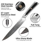 Sunnecko 8-Inch Damascus Steel Carving Knife