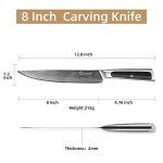 Sunnecko 8-Inch Damascus Steel Carving Knife
