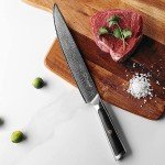 Sunnecko 8-Inch Damascus Steel Carving Knife