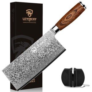 Damascus 8-Inch Cleaver Knife with PAKKA Handle
