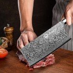 Damascus 8-Inch Cleaver Knife with PAKKA Handle