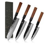 Santoku Japanese Chef Knife Set - Hand Forged