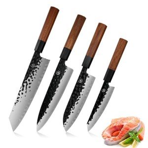 Santoku Japanese Chef Knife Set - Hand Forged