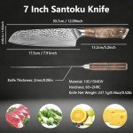 Damascus Santoku Knife - 7 Inch Japanese Chef's Knife