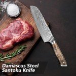 Damascus Santoku Knife - 7 Inch Japanese Chef's Knife