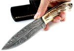 Moorhaus Handmade Damascus Bushcraft Knife with Sheath
