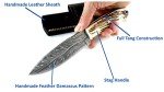 Moorhaus Handmade Damascus Bushcraft Knife with Sheath