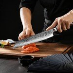 FANTECK 9.5-Inch Kiritsuke Damascus Chef Knife