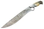 Damascus Steel Bowie Knife with Lamb Horn Handle