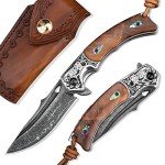 VG10 Damascus Steel Folding Knife with Rosewood Handle