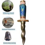 Damascus Steel 10.5" Kris Knife with Blue Handle