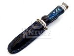 Damascus Steel 10.5" Kris Knife with Blue Handle