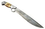 Damascus Steel Bowie Knife with Lamb Horn Handle