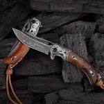 VG10 Damascus Steel Folding Knife with Rosewood Handle