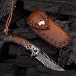 VG10 Damascus Steel Folding Knife with Rosewood Handle