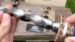 Damascus Steel 10.5" Kris Knife with Blue Handle