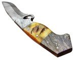 Damascus Steel Bowie Knife with Lamb Horn Handle