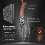 VG10 Damascus Steel Folding Knife with Rosewood Handle